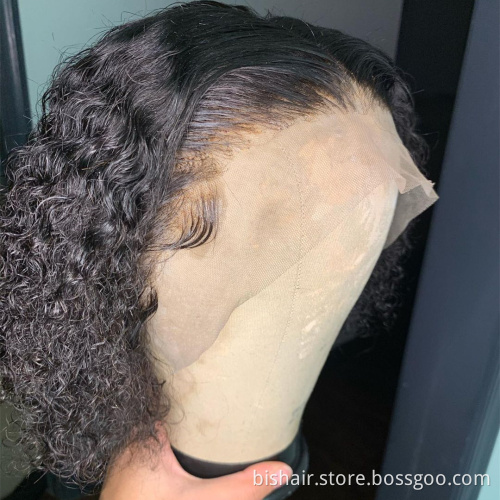 Wholesale Short Cut Pixie Curly Bob Wig With Brazilian Human Remy Hair 13X4X1 Transparent T Lace Part Wig For Black Women